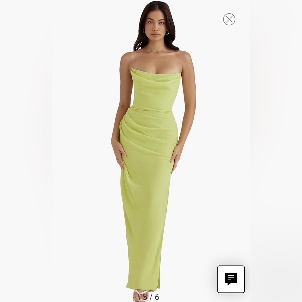 House if CB Adrienne Satin Strapless Gown